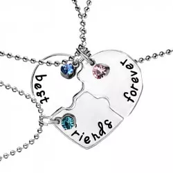 Set De 3 Colliers D’amitié Magnétiques – Cœurs Assortis, Motif Papillon, Pendentif 3x3 Cm