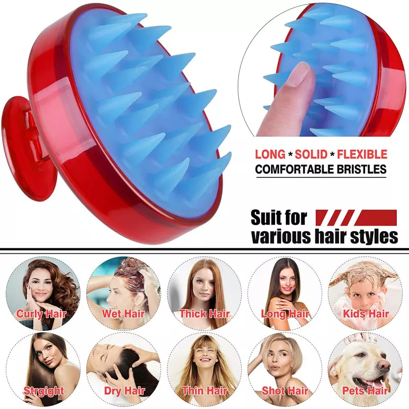 INF Brosse pour massage et peeling du cuir chevelu Rouge — free download