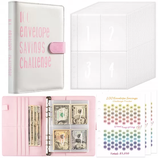 Classeur Défi 100 Enveloppes A5 - Cahier Budget Avec Stylos Et Feuilles - Épargne Et Gestion Des Finances