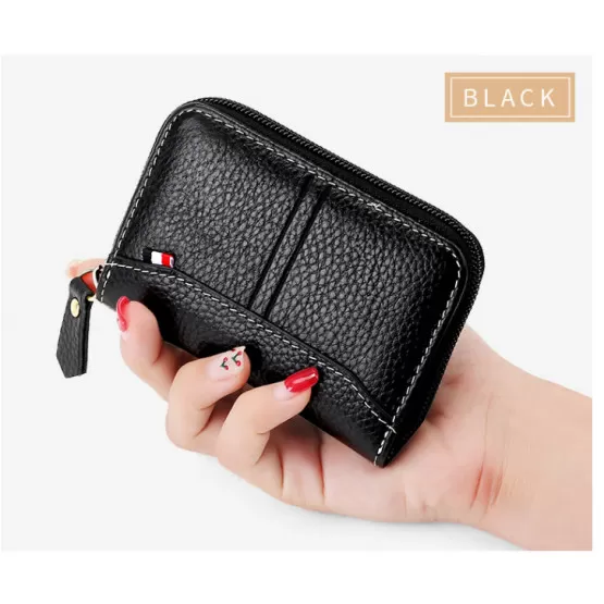 Portefeuille Femme Blocage RFID Mini Porte-Monnaie Porte-Cartes Avec Poche Zippée Porte-Cartes De Crédit Pour Dames