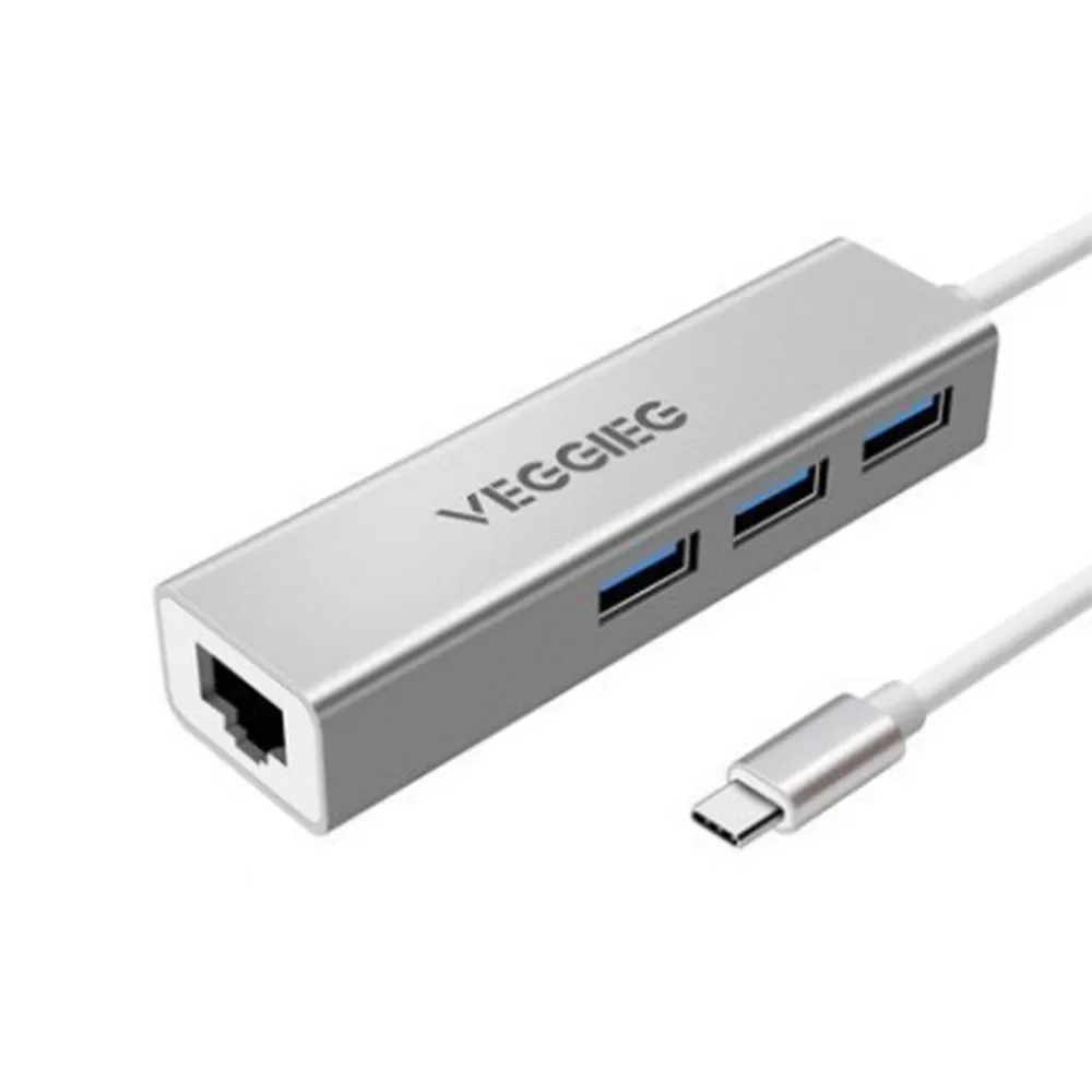 INF Adaptateur Type-C vers Gigabit Ethernet avec Hub USB 3 Ports - Connectivité Haute Vitesse