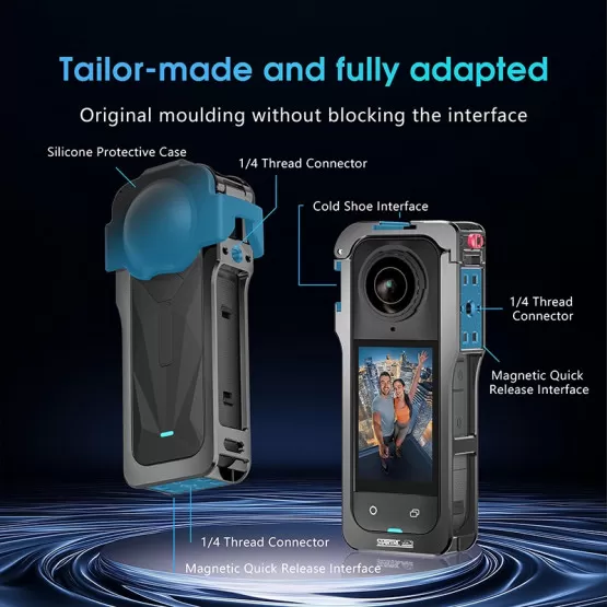 Adaptateur Magnétique à Dégagement Rapide Pour Caméra Insta360 X5 – Noir, Neuf