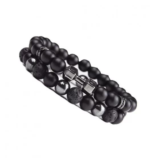 Bracelet extensible en hématite titane arc-en-ciel