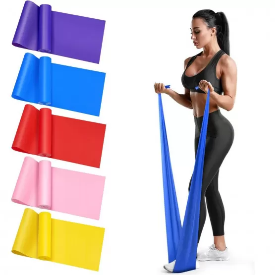 Bande De Résistance élastique 45 M – Niveau Moyen, TPE Sans Latex, Pour Fitness, Rééducation, Yoga