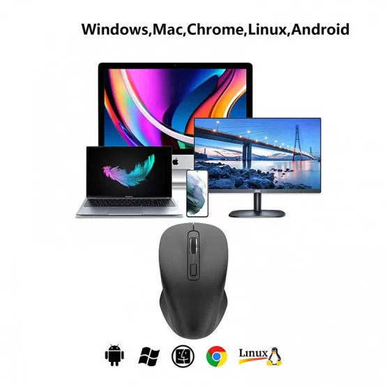 Souris Sans Fil Rechargeable - Double Connexion Bluetooth 5.0 Et USB 2.4G, Silencieuse - Compatible PC, Mac, Tablette - Gris - 8