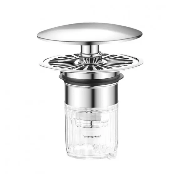 Bouchon pop-up lavabo/baignoire universel 34–38 mm avec filtre anti-bouchage (2 pièces) inox - Bricolage Bouchon pop-up lavabo/baignoire universel 34–38 mm avec filtre anti-bouchage (2 pièces) inox - Bricolage
