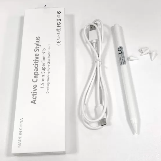 Stylet En Tissu Argenté Pour Tablettes Et Smartphones - Neuf Sous Blister, Compatible 2018 Et Plus, Générique