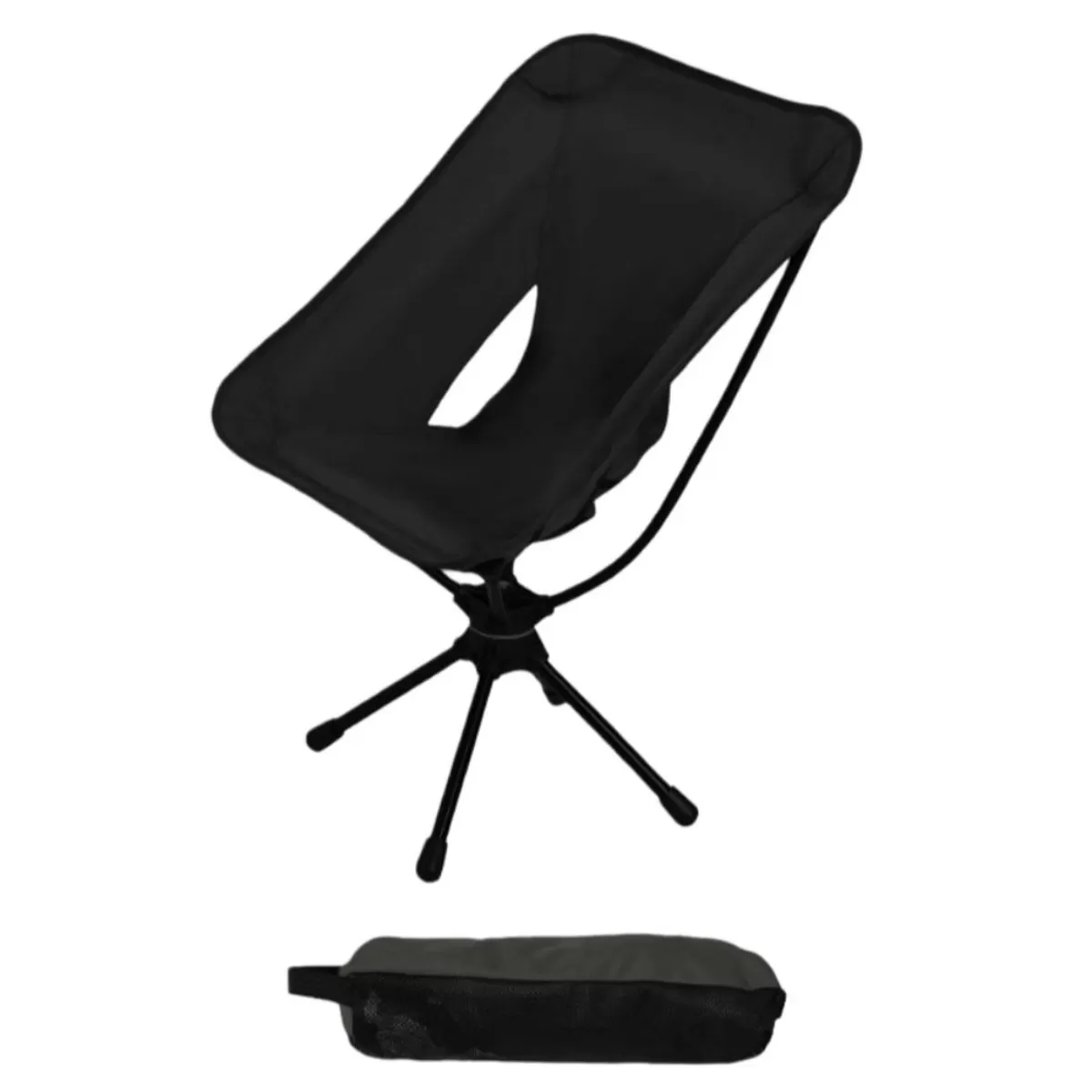 INF Chaise de camping lune pliante rotative à 360° - Siège d'extérieur portable Le noir