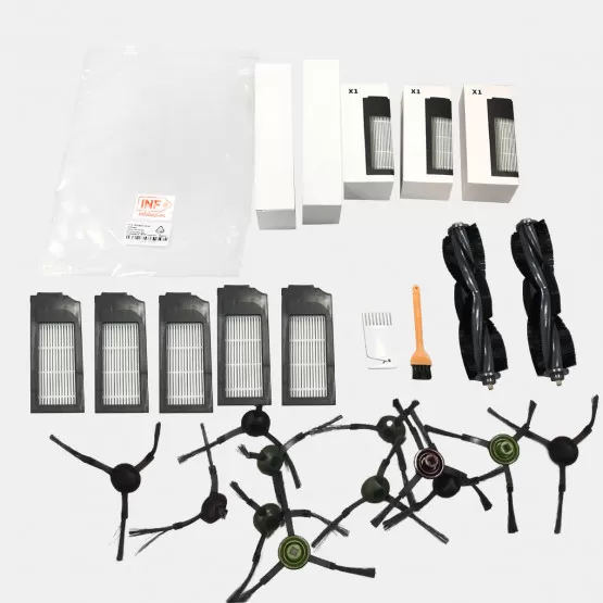 Kit Accessoires Compatibles Ecovacs DEEBOT 600/601/605 – 1 Brosse Principale + 4 Brosse Latérales + 3 Filtres HEPA