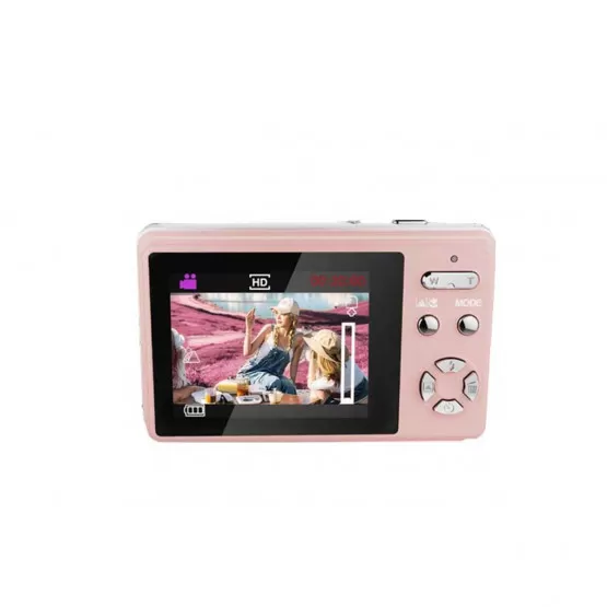 Appareil Photo Numérique Portable 16 MP - Écran 2,4", Zoom 16x, Vidéo 1080p - Compact, Idéal Voyage Et Vlog (Rose)