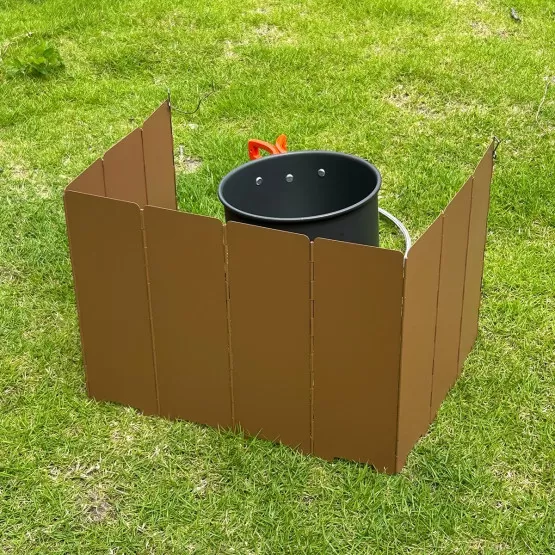 Pare-vent Pliable Inox Pour Barbecue Et Réchaud De Camping – Protection 360°, 4 Plaques, Verrouillage Stable