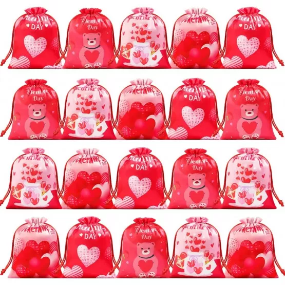 Liobelon Lot De 10 Sacs Cadeaux En Satin à Motif Floral Avec Poignées, Pochettes à Bijoux Liobelon Lot De 10 Sacs Cadeaux En Satin à Motif Floral Avec Poignées, Pochettes à Bijoux
