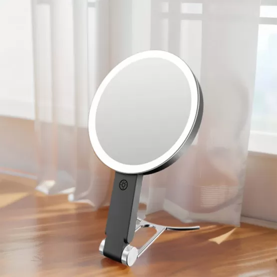 Miroir De Maquillage LED Double Face 10X - Pliable Avec Lumière USB, Parfait Pour Un Maquillage Précis