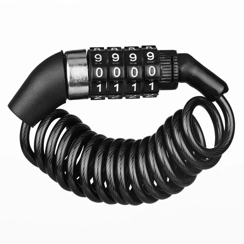 Antivol à Câble Pour Vélo – 4 Chiffres, 1,2 Cm D'épaisseur – Petit, Portable, Convient VTT, Moto, Scooter – Noir