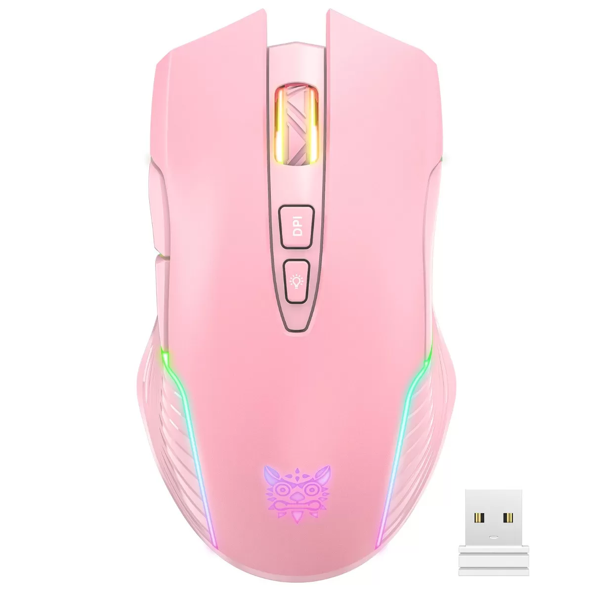 INF CW905 Souris sans fil rechargeable 2,4G + Bluetooth - 5600 DPI, 5 niveaux, longue autonomie, Rose, compatible avec …