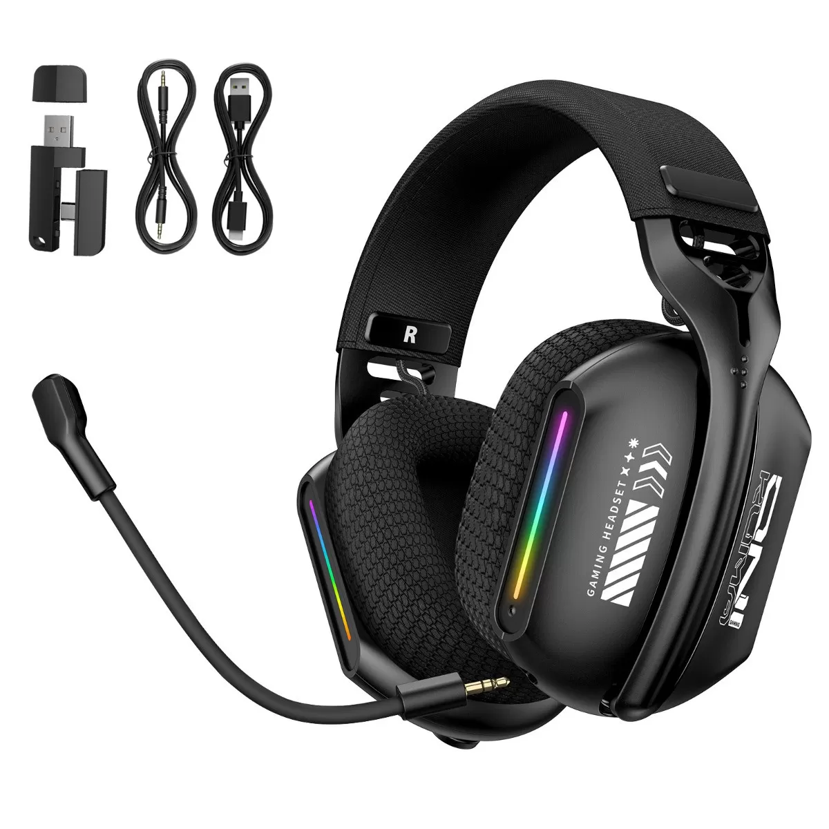 INF Casque gaming GT808 tri-mode circum-aural - Bluetooth 5.3, sans-fil 2.4g, ANC, 60 heures d'autonomie, latence 20ms