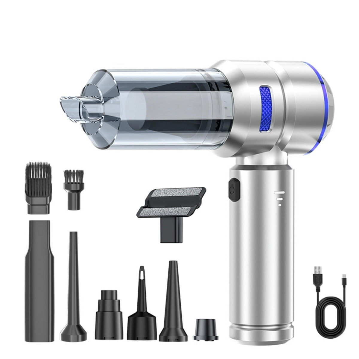 INF Aspirateur de voiture portable 2-en-1 – 6000mAh rechargeable, aspirateur et souffleur sans fil, charge rapide Type-…