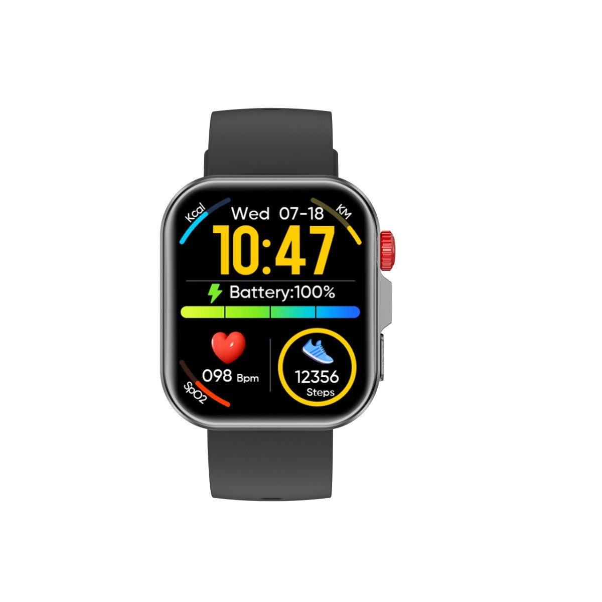 INF Montre connectée 1,82 pouces avec appels Bluetooth, assistant vocal IA et plus de 100 modes sportifs Le noir