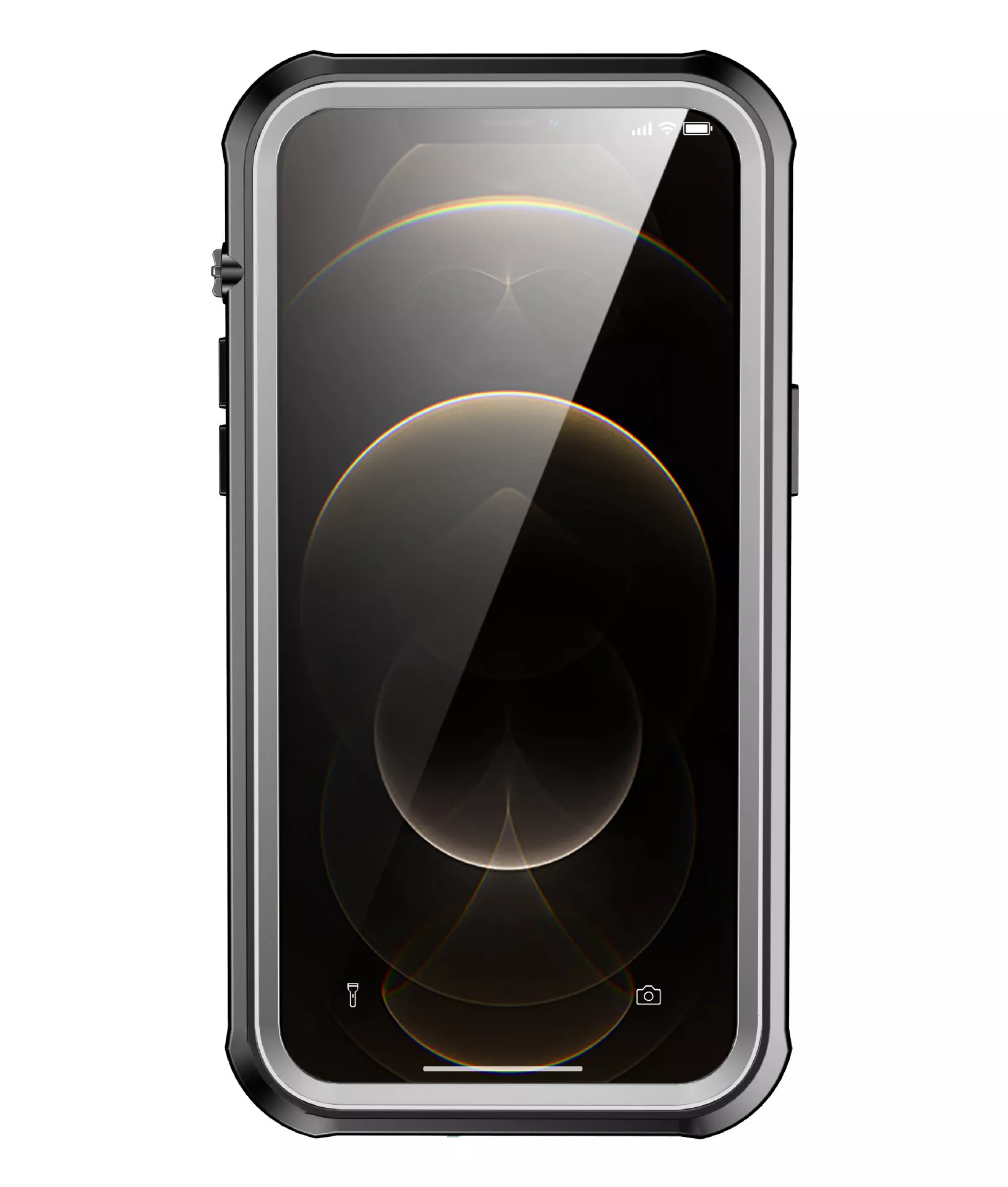INF Coque pour iPhone 13/13 Pro antichoc en silicone transparent - noir/gris